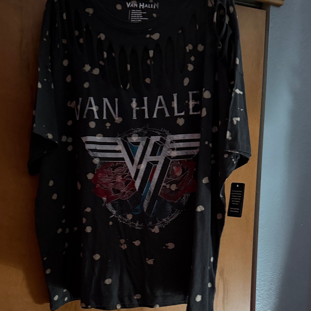Van Halen Band Tee - Distressed Bleach Spot Design